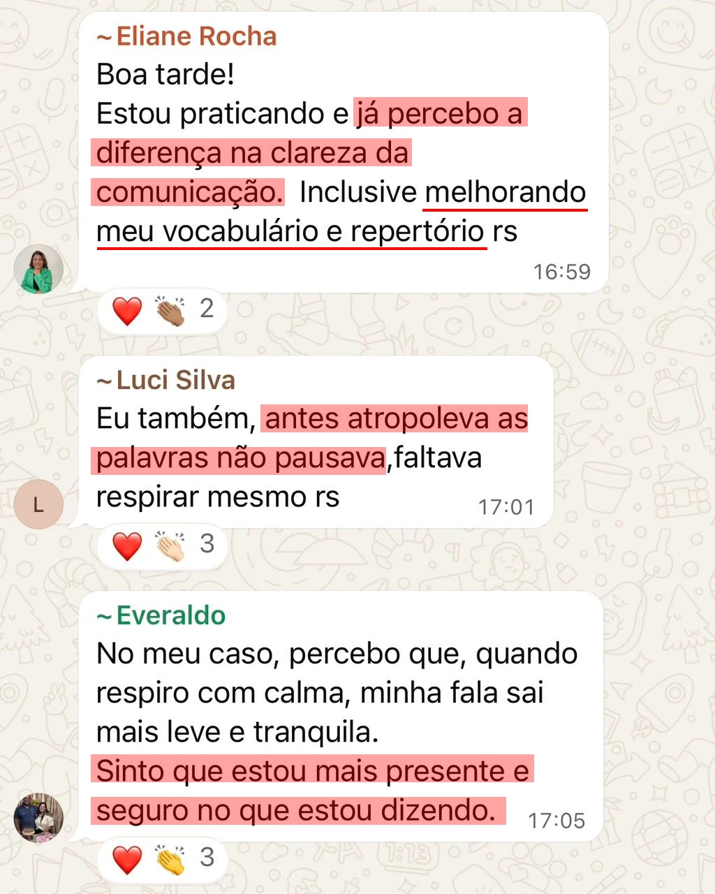 Depoimentos de Eliane, Luci e Everaldo sobre clareza na comunicação
